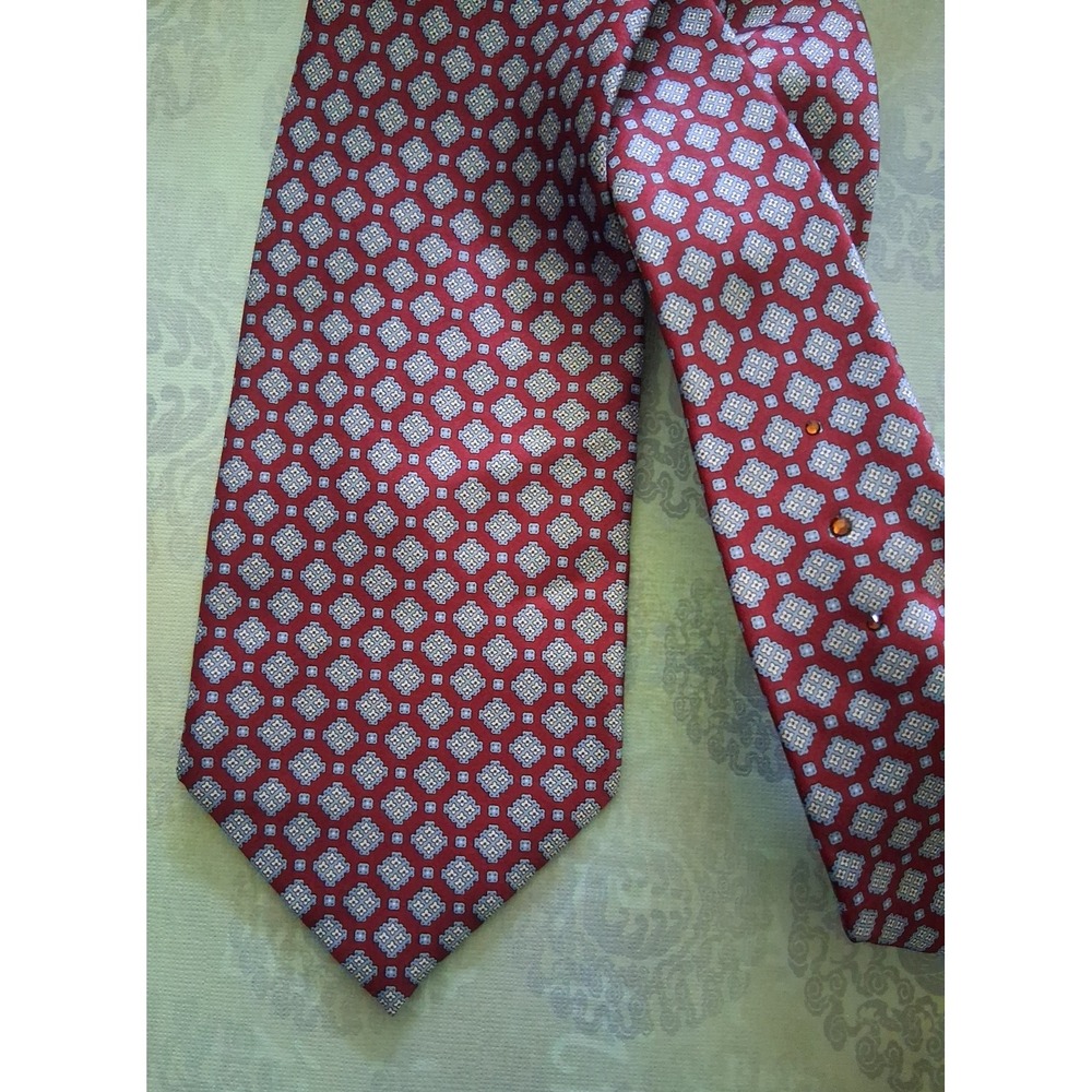 Stefano Ricci Swarovski Silk Men's Necktie W 4"x L 63" Burgundy Blue Geometric